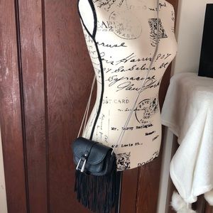 Mini Leather and Suede Fringe Crossbody